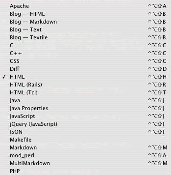 Lista de Bundles 1 para Textmate